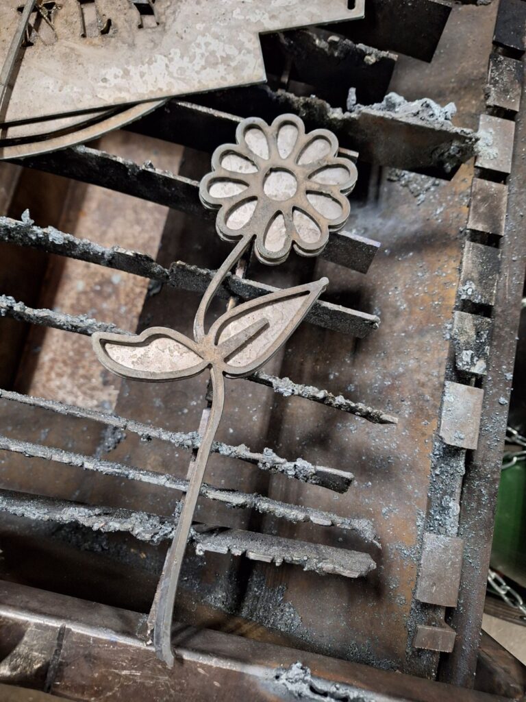 steel art, steel flower unpainted