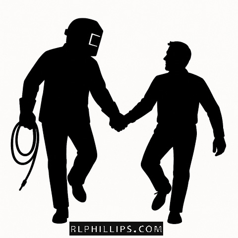 Ricky Phillips the welder and you the customer skipping joyously towards the completed project